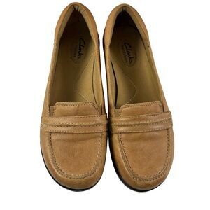 Clarks Bendables Womens Sixty Delta Tan Leather Preppy Academia Loafers 8M